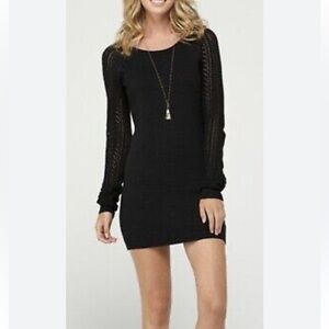 Roxy Black Sweater Dress with Long Sleeves